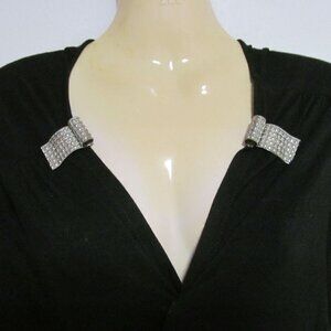 Vintage Set of Dress Clips Silver Aluminum Ripple Textured Design